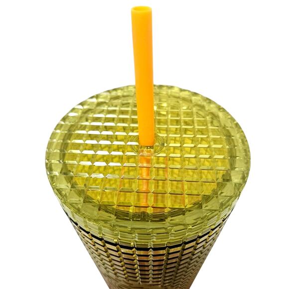 Starbucks 2022 Summer Lemon Gradient Grid Venti 24 OZ Cold Cup Tumbler NWT - Picture 4 of 6